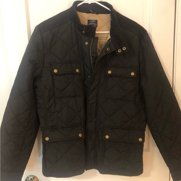 J. Crew Men's Dark Quilted Raincoat - Picture 1 of 4